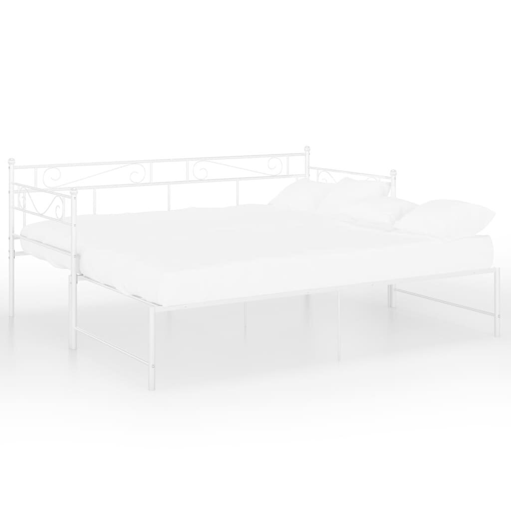 vidaXL Ištraukiamos sofos-lovos rėmas, baltas, 90x200cm, metalas kaina ir informacija | Lovos | pigu.lt