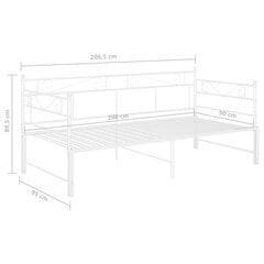 vidaXL Ištraukiamos sofos-lovos rėmas, baltas, 90x200cm, metalas kaina ir informacija | Lovos | pigu.lt