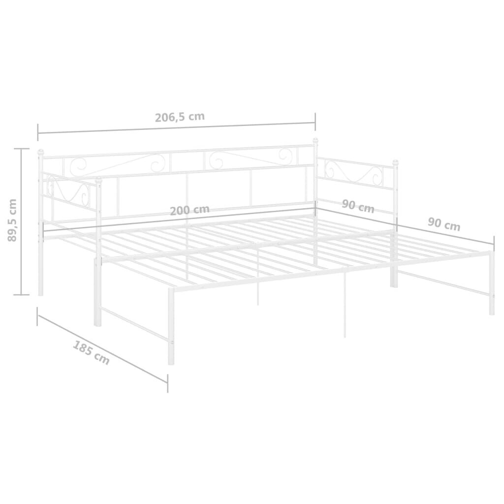 vidaXL Ištraukiamos sofos-lovos rėmas, baltas, 90x200cm, metalas цена и информация | Lovos | pigu.lt