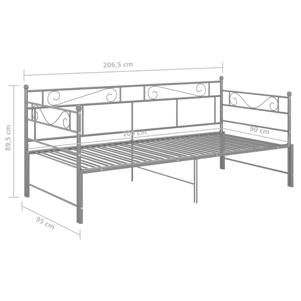 Ištraukiamos sofos-lovos rėmas, pilkas, 90x200cm, metalas kaina ir informacija | Lovos | pigu.lt