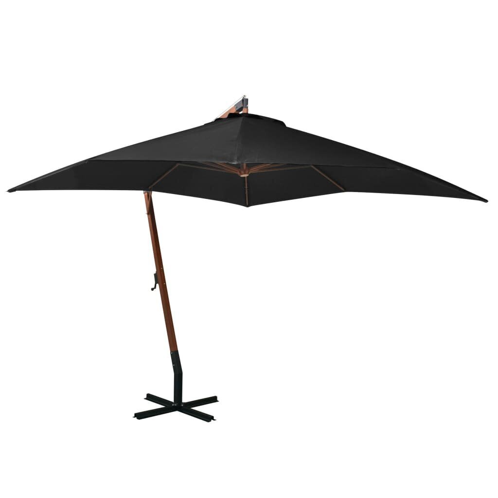 Kabantis skėtis su stulpu, 3x3 m, juodas kaina ir informacija | Skėčiai, markizės, stovai | pigu.lt