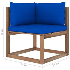 Kampinė sodo sofa iš palečių su mėlynomis pagalvėlėmis kaina ir informacija | Lauko kėdės, foteliai, pufai | pigu.lt