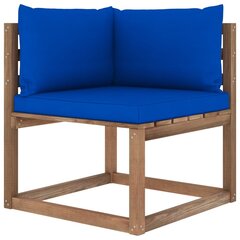 Kampinė sodo sofa iš palečių su mėlynomis pagalvėlėmis kaina ir informacija | Lauko kėdės, foteliai, pufai | pigu.lt