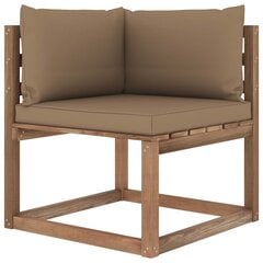 Kampinė sodo sofa iš palečių su taupe spalvos pagalvėlėmis kaina ir informacija | Lauko kėdės, foteliai, pufai | pigu.lt