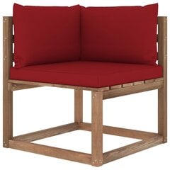 Kampinė sodo sofa iš palečių su vyno raudonomis pagalvėlėmis kaina ir informacija | Lauko kėdės, foteliai, pufai | pigu.lt