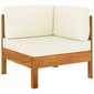 Kampinė sofa su kreminėmis pagalvėlėmis, akacijos masyvas kaina ir informacija | Lauko kėdės, foteliai, pufai | pigu.lt