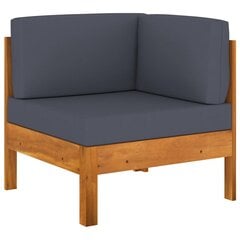 Kampinė sofa su tamsiai pilkomis pagalvėlėmis, akacijos masyvas kaina ir informacija | Lauko kėdės, foteliai, pufai | pigu.lt