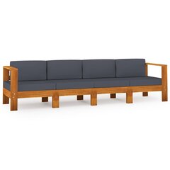 Keturvietė sodo sofa su tamsiai pilkomis pagalvėmis, akacija цена и информация | Комплекты уличной мебели | pigu.lt