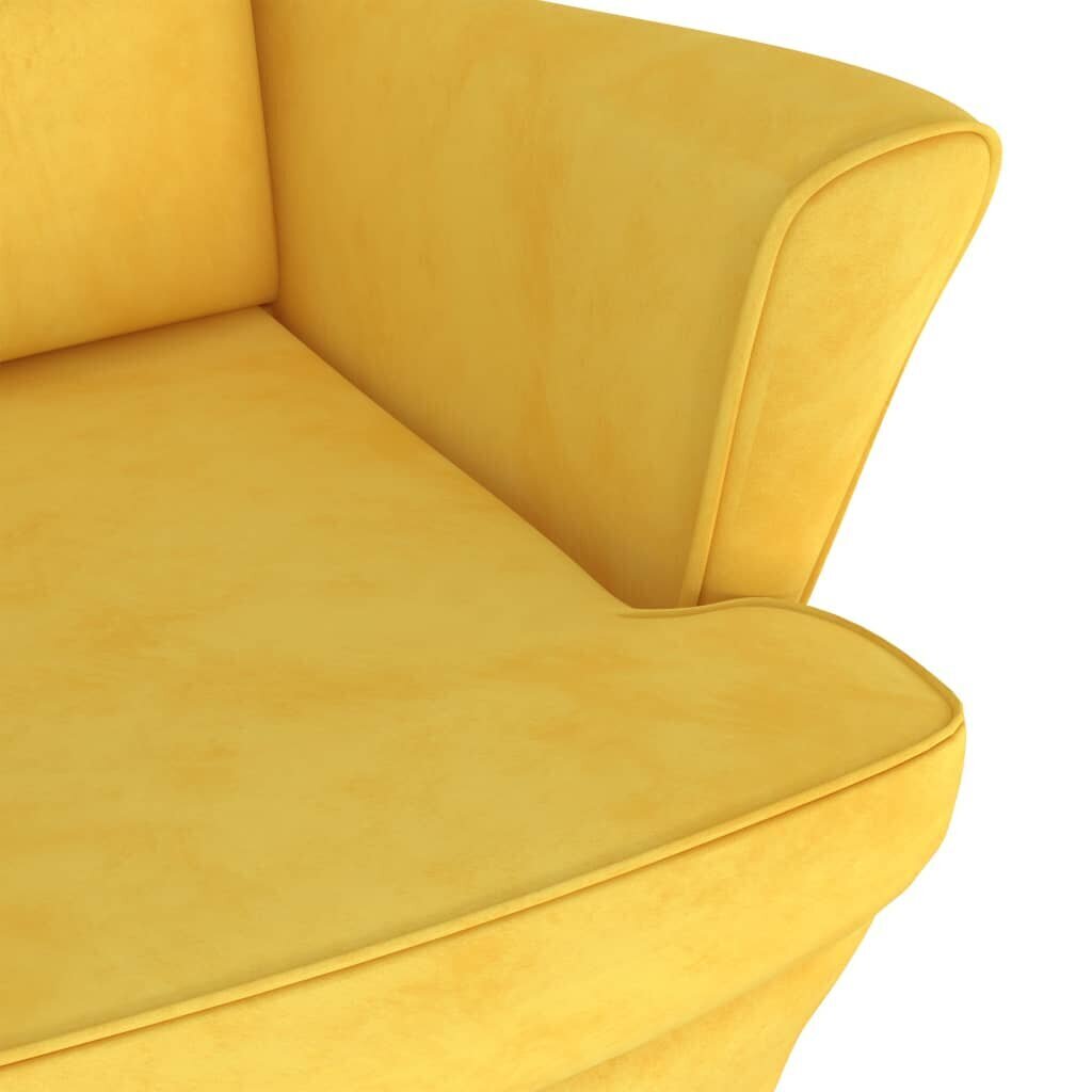 vidaXL Krėslas, garstyčių geltonos spalvos, aksomas kaina ir informacija | Svetainės foteliai | pigu.lt