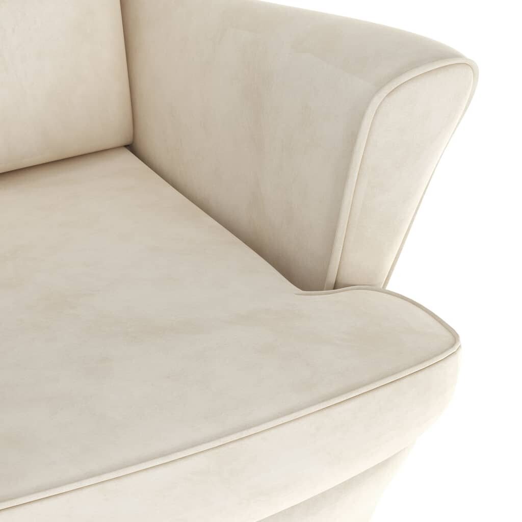 VidaXL Krėslas, kreminės baltos spalvos, aksomas  kaina ir informacija | Svetainės foteliai | pigu.lt