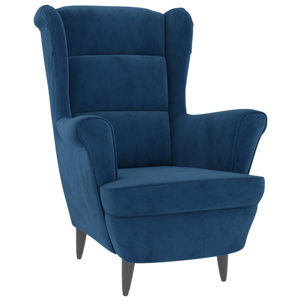 vidaXL Krėslas, mėlynos spalvos, aksomas kaina ir informacija | Svetainės foteliai | pigu.lt