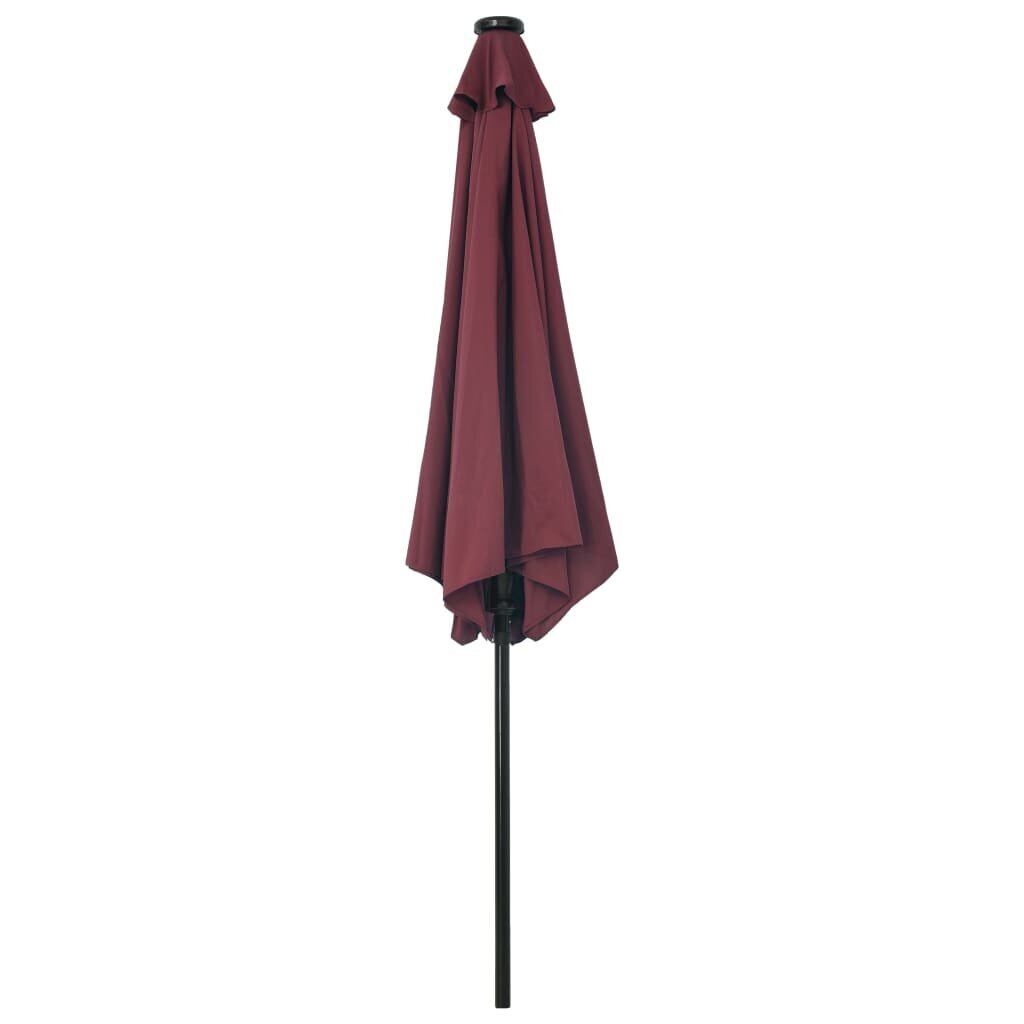 Lauko skėtis su LED ir plieniniu stulpu, 300 cm, raudonas kaina ir informacija | Skėčiai, markizės, stovai | pigu.lt