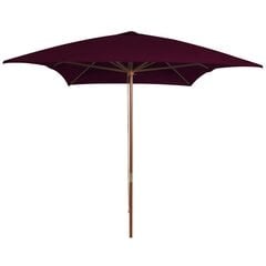Lauko skėtis su mediniu stulpu, 200x300 cm, raudonas цена и информация | Зонты, маркизы, стойки | pigu.lt