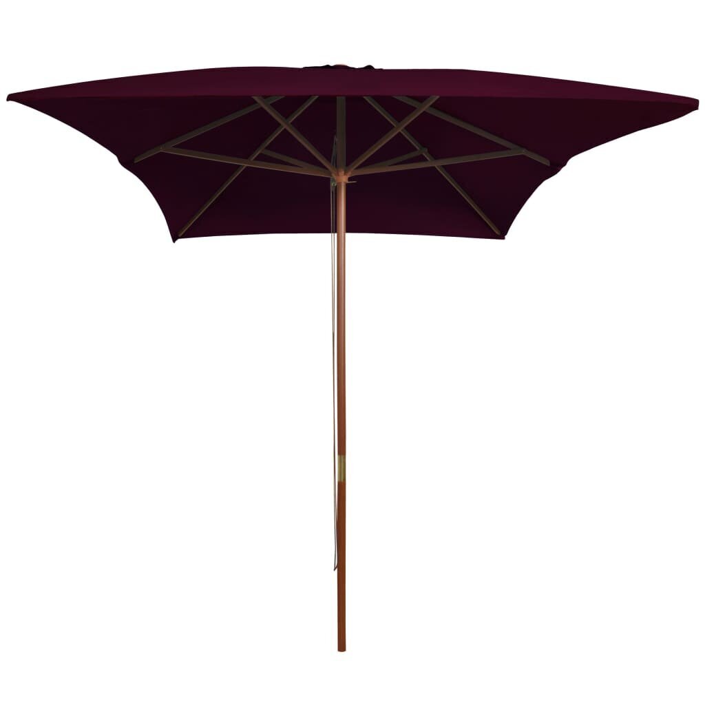 Lauko skėtis su mediniu stulpu, 200x300 cm, raudonas цена и информация | Skėčiai, markizės, stovai | pigu.lt