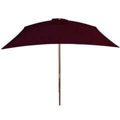 Lauko skėtis su mediniu stulpu, 200x300 cm, raudonas цена и информация | Зонты, маркизы, стойки | pigu.lt