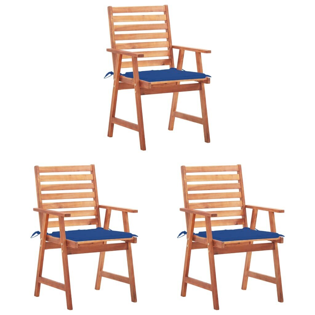 Lauko valgomojo kėdės su pagalvėlėmis, 3vnt. цена и информация | Lauko kėdės, foteliai, pufai | pigu.lt