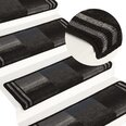 vidaXL Lipnūs laiptų kilimėliai, 15vnt., juodas ir pilkas, 65x25cm