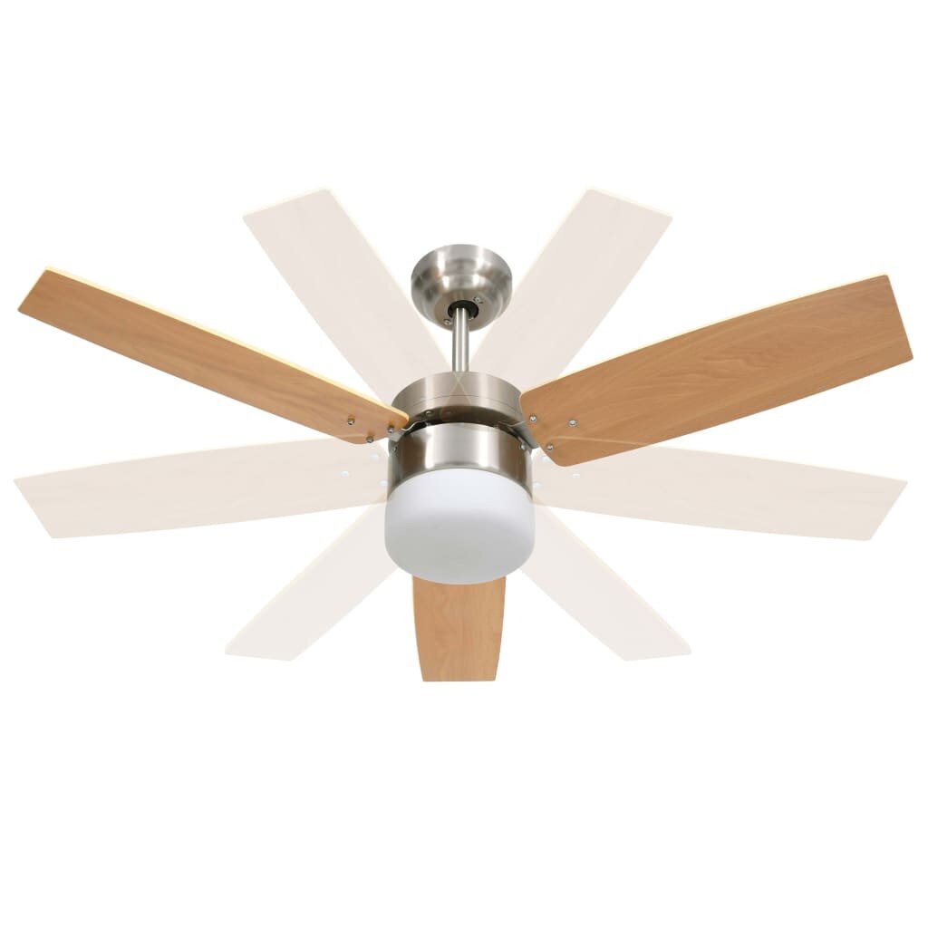 Lubų ventiliatorius su apšvietimu ir pulteliu, rudas, 108cm kaina ir informacija | Ventiliatoriai | pigu.lt