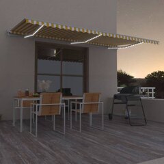 Markizė su LED/vėjo jutikliu, geltona/balta, 600x300cm цена и информация | Зонты, маркизы, стойки | pigu.lt