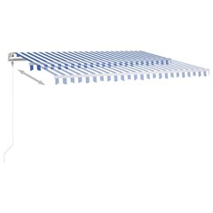 Markizė su led/vėjo jutikliu, mėlyna/balta, 450x350 cm цена и информация | Зонты, маркизы, стойки | pigu.lt