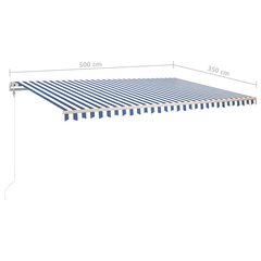 Markizė su led/vėjo jutikliu, mėlyna/balta, 500x350 cm kaina ir informacija | Skėčiai, markizės, stovai | pigu.lt