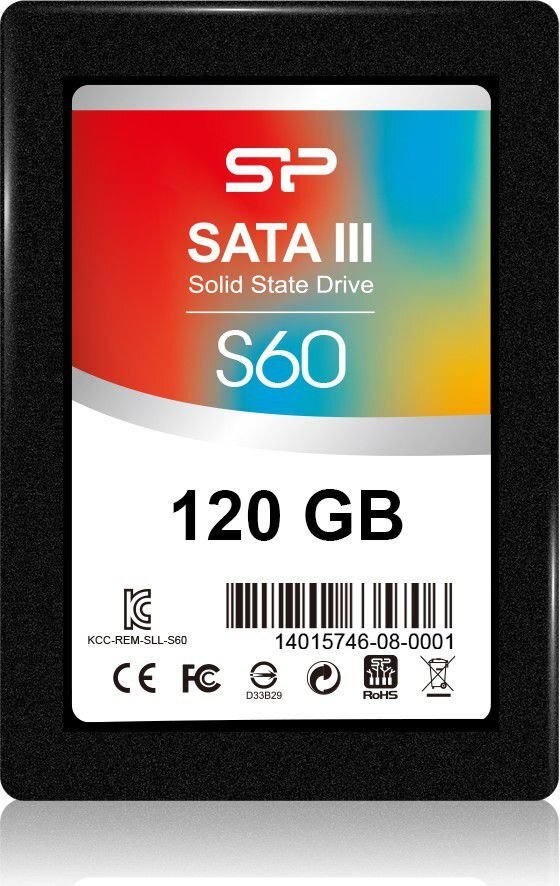 Silicon Power SLIM S60 120GB SATA3 (SP120GBSS3S60S25) цена и информация | Vidiniai kietieji diskai (HDD, SSD, Hybrid) | pigu.lt