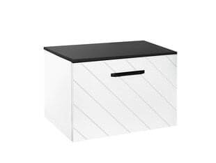 Шкаф для ванной Besco Floo 80 с Slim black столешницей, белый/черный цена и информация | Besco Мебель и домашний интерьер | pigu.lt