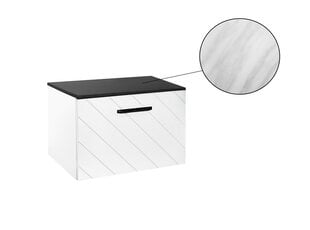 Шкаф для ванной Besco Floo 60 с Slim marble столешницей, белый/черный цена и информация | Шкафчики для ванной | pigu.lt