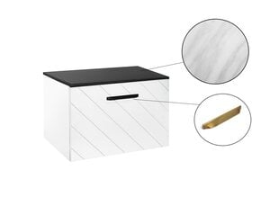 Шкафчик для ванны Besco Floo 60 с Slim marble столешницей, белый/золотой цена и информация | Шкафчики для ванной | pigu.lt