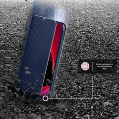 Магнитный откидной футляр Moozy для iPhone 12 Pro Max, Темно-синий карбон – чехол с металлической защитой краев, держателем для карт и подставкой цена и информация | Чехлы для телефонов | pigu.lt