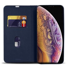Магнитный откидной футляр Moozy для iPhone X, iPhone XS, Темно-синий карбон – чехол с металлической защитой краев, держателем для карт и подставкой цена и информация | Чехлы для телефонов | pigu.lt