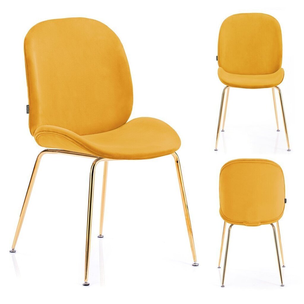 Kėdė Homede Florin, geltona/auksinės spalvos kaina ir informacija | Virtuvės ir valgomojo kėdės | pigu.lt