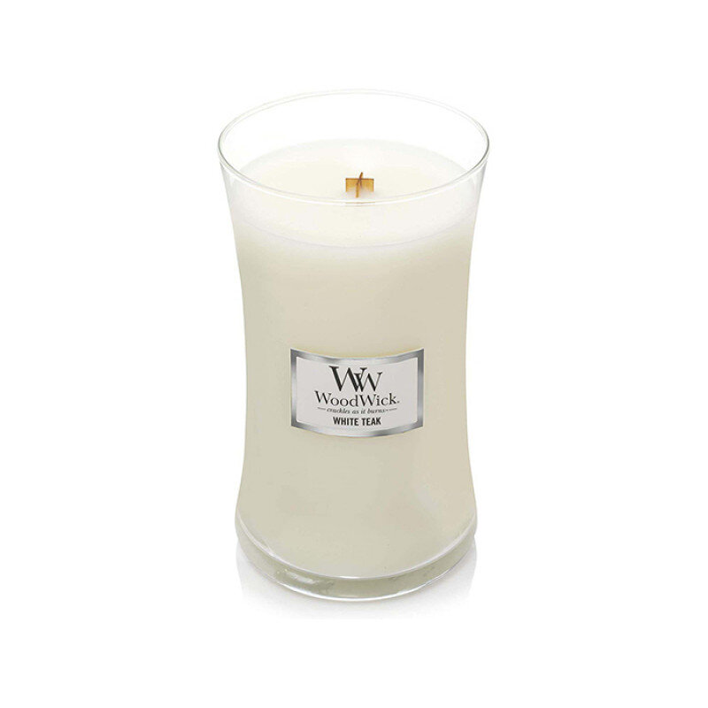 WoodWick kvapioji žvakė White Teak 609,5g kaina ir informacija | Žvakės, Žvakidės | pigu.lt