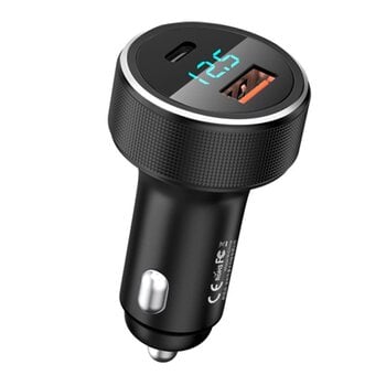 Двухпортовое автомобильное зарядное устройство REMAX Salo USB / USB Type C 58.5Вт 4,5A Power Deliver Quick Charge, черное (RCC215) цена и информация | Зарядные устройства для телефонов | pigu.lt