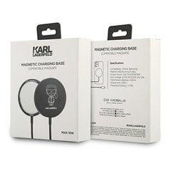 Karl Lagerfeld wireless induction charger (MagSafe compatible) 15W + USB Type C cable black (KF000566-0) цена и информация | Зарядные устройства для телефонов | pigu.lt