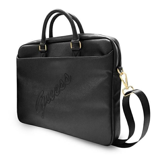 Guess Saffiano Script Black krepšys kompiuteriui, 15" (~38 cm) kaina ir informacija | Krepšiai, kuprinės, dėklai kompiuteriams | pigu.lt