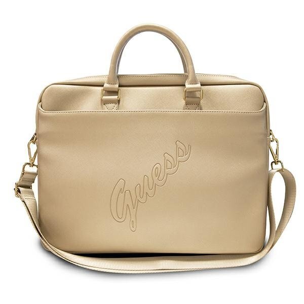 Guess Saffiano Script Gold krepšys kompiuteriui, 15" (~38 cm) цена и информация | Krepšiai, kuprinės, dėklai kompiuteriams | pigu.lt