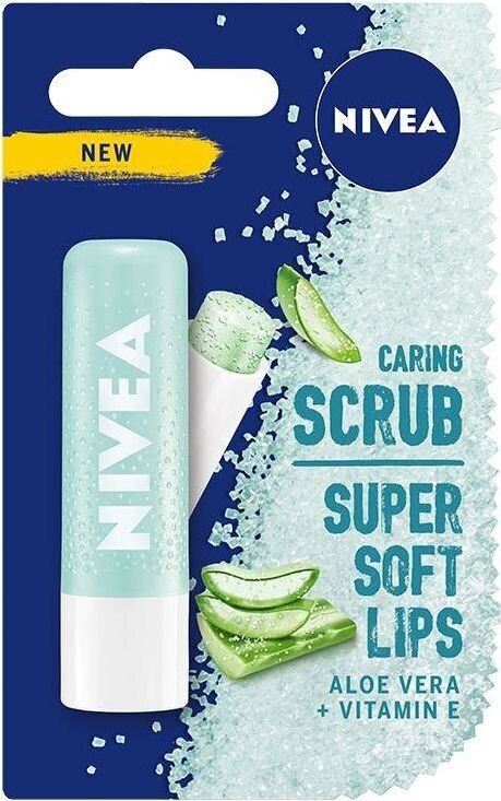 Lūpų šveitiklis balzamas Nivea Aloe Vera Caring Scrub Lip Balm, 5 ml kaina ir informacija | Lūpų dažai, blizgiai, balzamai, vazelinai | pigu.lt