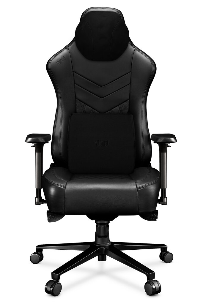 Kompiuterio kėdė Yumisu 2053, kompiuterinių žaidimų žaidėjams, natūrali oda, juoda цена и информация | Biuro kėdės | pigu.lt