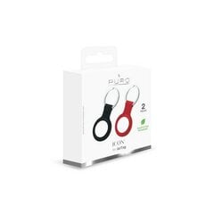 Puro ICON Case AirTag silicone x2 czarny i czerwony|black and red ATKIT2 (zestaw 2 szt) цена и информация | Аксессуары для телефонов | pigu.lt