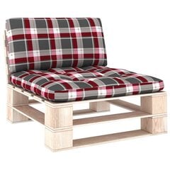vidaXL Pagalvėlės sofai iš palečių, 2vnt., raudonos spalvos, languotos kaina ir informacija | Pagalvės, užvalkalai, apsaugos | pigu.lt