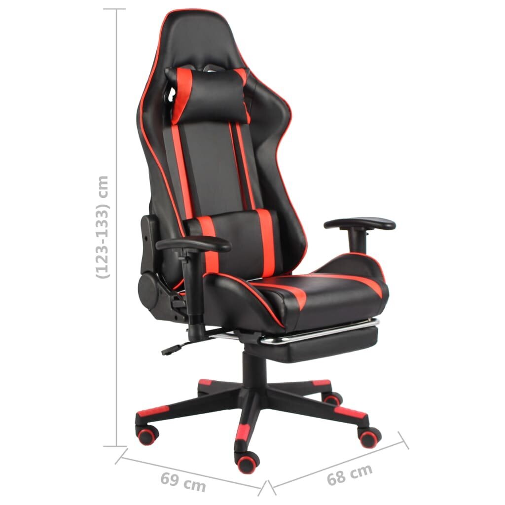 Pasukama žaidimų kėdė su pakoja, raudonos spalvos, pvc цена и информация | Biuro kėdės | pigu.lt