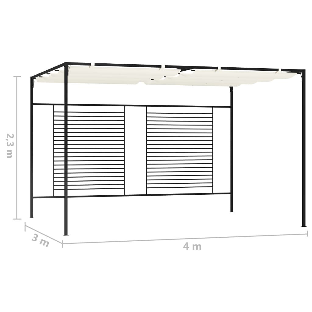 Pavėsinė su įtraukiamu stogu, kreminė, 3x4x2,3m, 180g/m² kaina ir informacija | Pavėsinės | pigu.lt