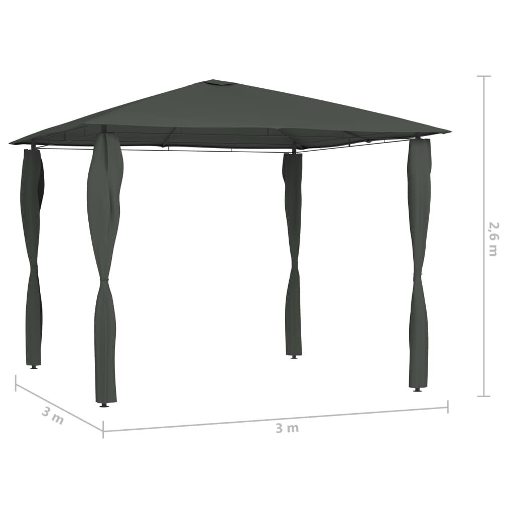 Pavėsinė su stulpų uždangalais, antracito, 3x3x2,6m, 160g/m² цена и информация | Pavėsinės | pigu.lt