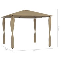 Pavėsinė su stulpų uždangalais, taupe, 3x3x2,6m, 160g/m² kaina ir informacija | Pavėsinės | pigu.lt