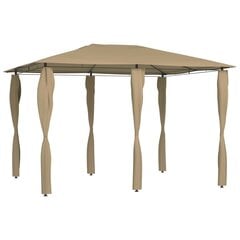 Pavėsinė su stulpų uždangalais, taupe, 3x4x2,6m, 160g/m² kaina ir informacija | Pavėsinės | pigu.lt