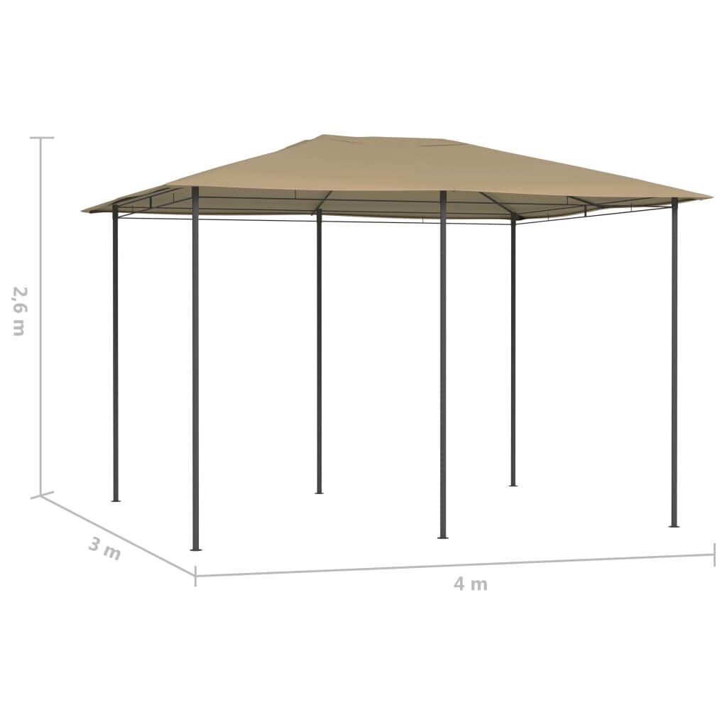 Pavėsinė, taupe spalvos, 3x4x2,6m, 160g/m² цена и информация | Pavėsinės | pigu.lt