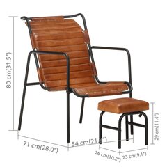 Poilsio krėslas su pakoja, rudos spalvos kaina ir informacija | Lauko kėdės, foteliai, pufai | pigu.lt