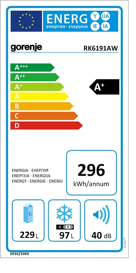 Gorenje RK6191AW kaina ir informacija | Šaldytuvai | pigu.lt