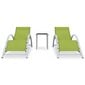 Saulės gultai su staliuku, 2vnt., žalios spalvos цена и информация | Gultai | pigu.lt